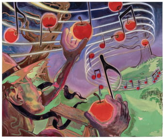 painting with apples and music notes