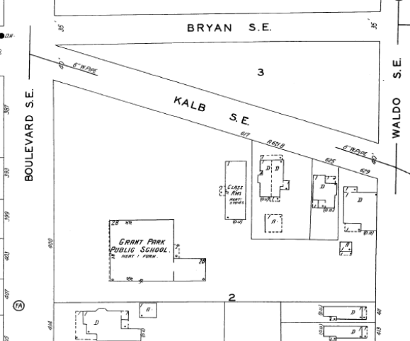 1931 Sanborn Fire Insurance Map showing Grant Park School at 400 Boulevard.