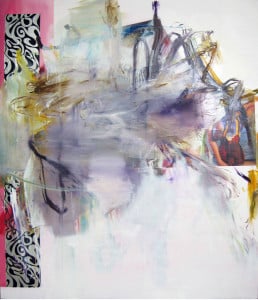 Albert Oehlen, FM 38, 2011; oil and paper on canvas, 86 by 74 13 inches. Courtesy Gagosian Gallery, New York.