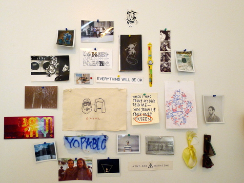 Pablo's inspiration wall in Brooklyn. (Image: Lilly Lampe)