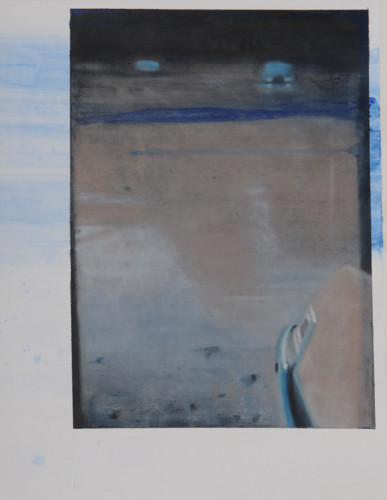 Katherine Taylor, Atlanta Flooding Parking Lot No. 2, 2010, oil on paper,  24 by 19 inches 
