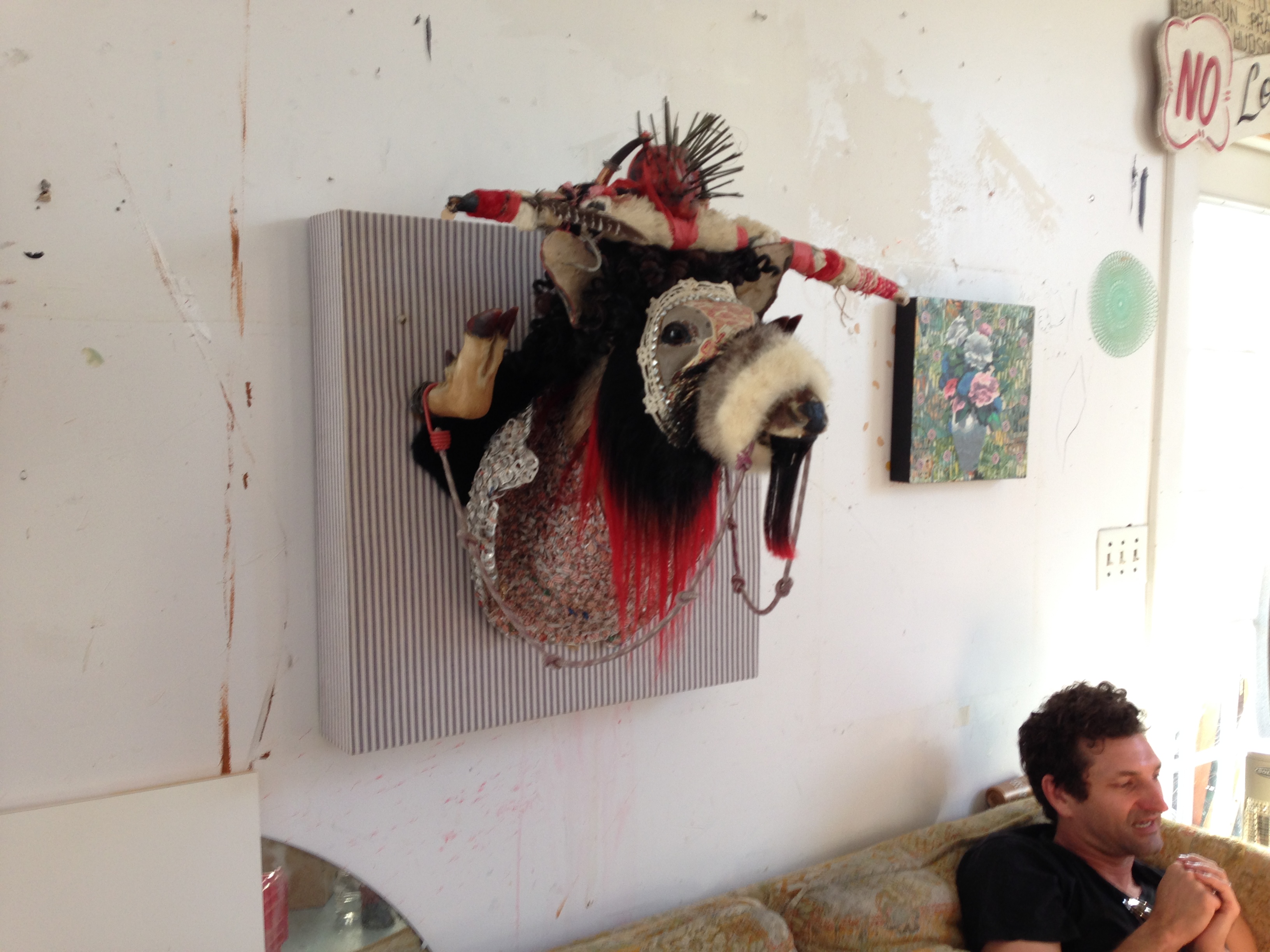 An animal trophy on Kenney's studio wall.