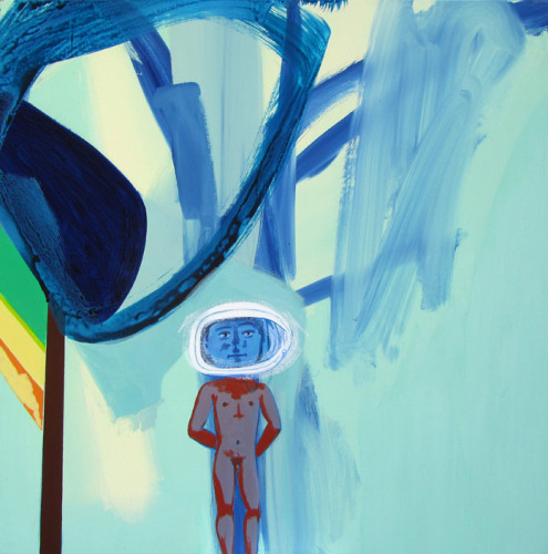 David Humphrey, Spaceman, 2012; acrylic on canvas, 44 by 44 inches. 