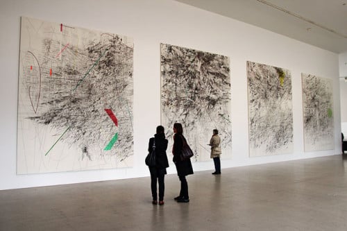 Installation view of Julie Mehretu's Mogamma (A Painting in Four Parts), 2012, at Documenta 13, Kassel, Germany. (Photo © Haupt & Binder)