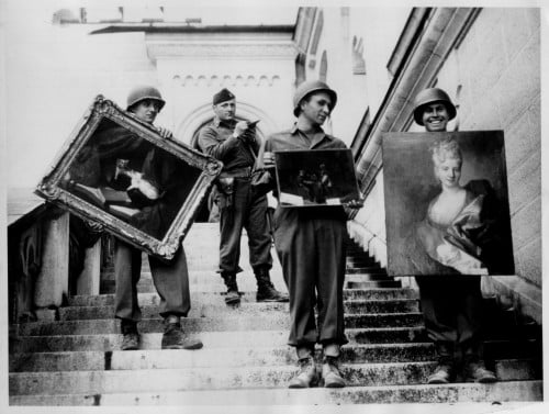 Captain James Rorimer, who later would become the director of the Metropolitan Museum of Art, supervises the safeguarding of art stolen from French Jews and stored during the war at  Schloss Neuschwanstein in southern Bavaria, April-May, 1945. (Photo: National Archives and Records Administration)