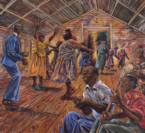 Art Rosenbaum, McIntosh County Shouters, 1983; oil on linen, 66 by 72 inches.