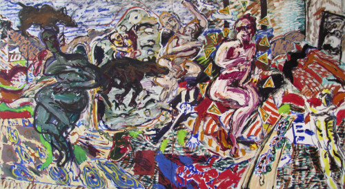 James Herbert, Wild Dogs, 1972; acrylic on canvas, 80 by 150 inches.
