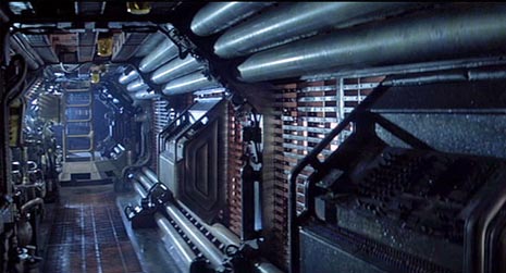 View of the Nostromo's interior passageways in Ridley Scott's Alien of 1979.