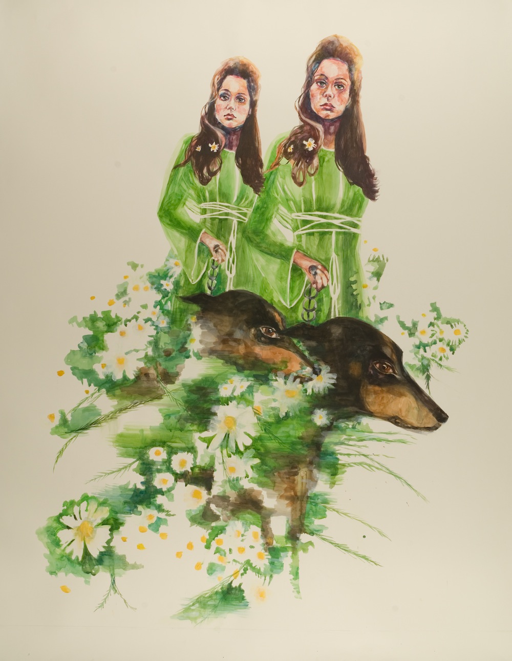 Sharon Shapiro, Daisy Chain, 2014; watercolor on paper, 72 by 60 inches.