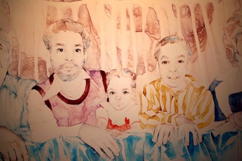 S. Patricia Patterson, a detail of Stockton 1972/i>, 2009; watercolor and acrylic on paper, 4½ by 6 feet.