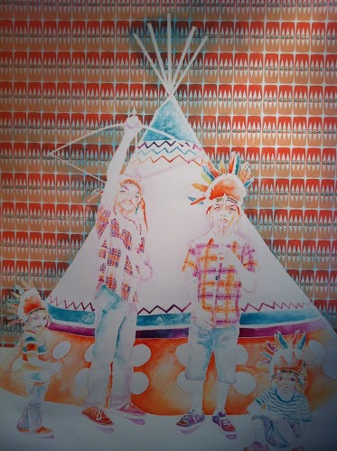 S. Patricia Patterson, Little Big Horn, 2012; watercolor and acrylic on paper, 7 by 5 feet.