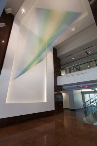 Gabriel Dawe's Plexus C11 at 2100 Ross Avenue in Dallas, commissioned by ConsultArt. (Photo: Kevin Todora)