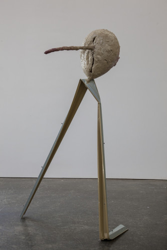 Andrew Boatright, Kum ngo, 2014; metal, balloon, polyurethane adhesive, spray paint, 51 by 33 by 20 inches. (Image: Candice Greathouse)