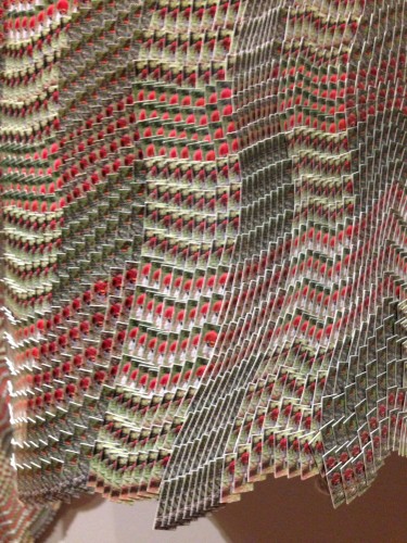 Miki Baird, swatch...the weft and warp of red walker (detail), woven photographs. 