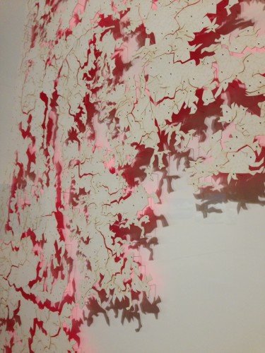 David Adey, Hide (detail), cut paper, paint, foam panel. 