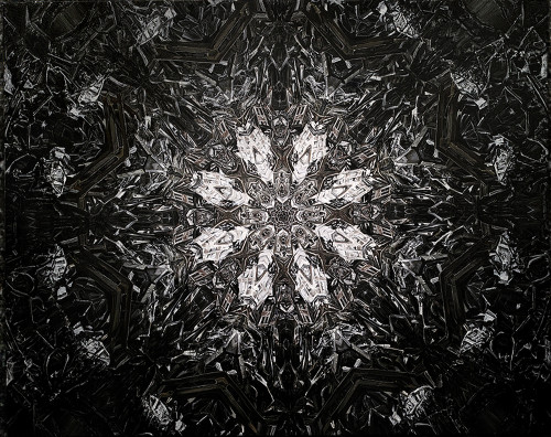 Caomin Xie, Mandala #33, 2013; oil on canvas, 96 by 120 inches.