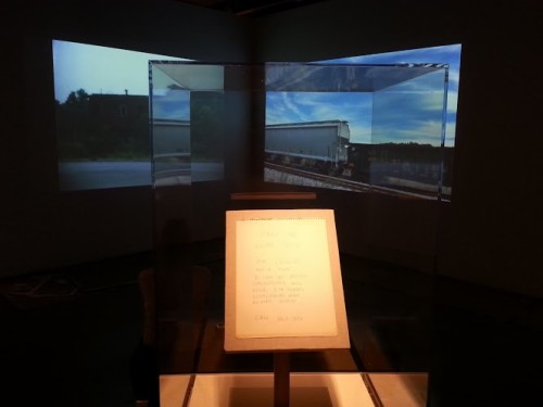 John Q, installation view of Take Me with You, from the “Hearsay” exhibition at the Zuckerman Museum of Art, 2014.