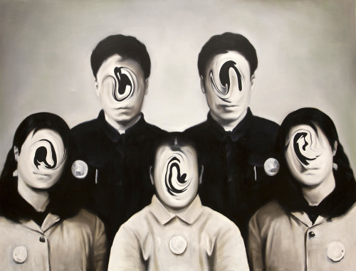 Caomin Xie, Group Photo #6, 2012; oil on canvas, 72 by 96 inches.