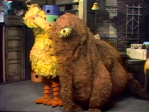 "Sesame Street"'s Snuffleupagus and Big Bird. 