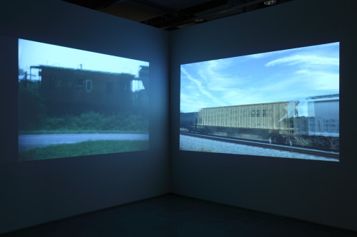 John Q (Wesley Chenault, Andy Ditzler, and Joey Orr) Take Me With You 2014; two-channel video installation with artifact replica, 2 minutes, 36 seconds. 
