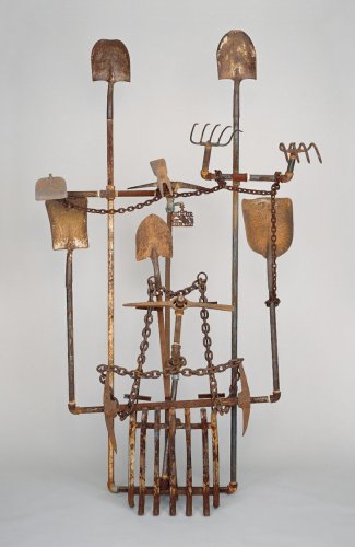 Joe Minter, Four Hundred Years of Free Labor, 1995; melded found metal, 108 by 55 by 54 inches. 