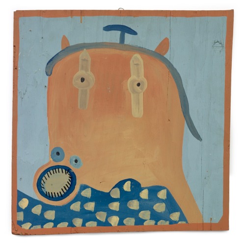 Mose Tolliver, Self-Portrait, 1987; paint on wood, 27¾ by 27¾ inches.