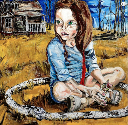 Carrie Alter, They Bite: Alyson’s World; oil on canvas, 30 by 30 inches.