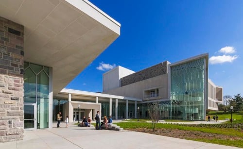 Designed by the award-winning architectural firm Snøhetta, Virginia Tech’s Moss Art Center, which was named for artist and philanthropist Patricia Buckley Moss, contains a performance space, visual art galleries, an experimental venue dubbed The Cube, and an extensive space for research. 