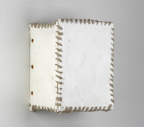 Jeff Conefry, Paint Box, 2014; cast acrylic paint stitched with linen on panel, 7 by 9 by 5 inches.
