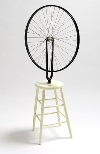 Bicycle wheel, 1913 reconstructed 1964. Marcel Duchamp. France 1887-1968. painted wooden stool and bicycle wheel painted wooden stool and bicycle wheel. © Marcel Duchamp/ADAGP. Licensed by Viscopy.