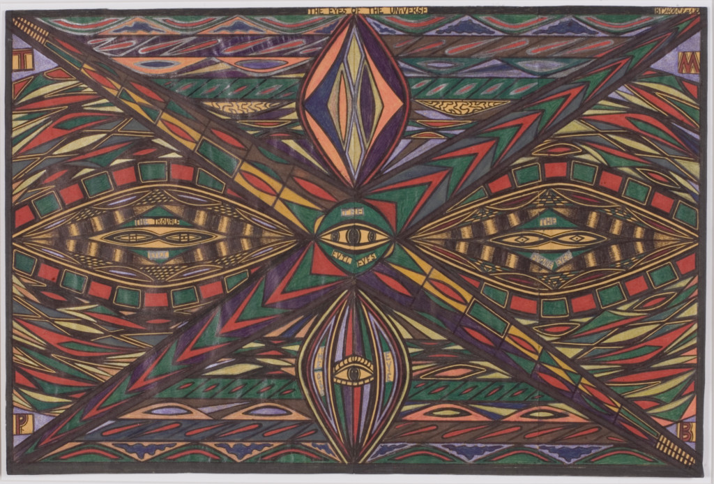 Henry Ray Clark The Eyes of the Universe, 2005; ink and marker on manila envelope 13 ½ by 20 inches. Courtesy Jack Massing