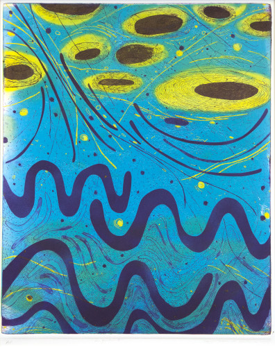 Mildred Thompson, Wave Function III, 1993; vitreograph.