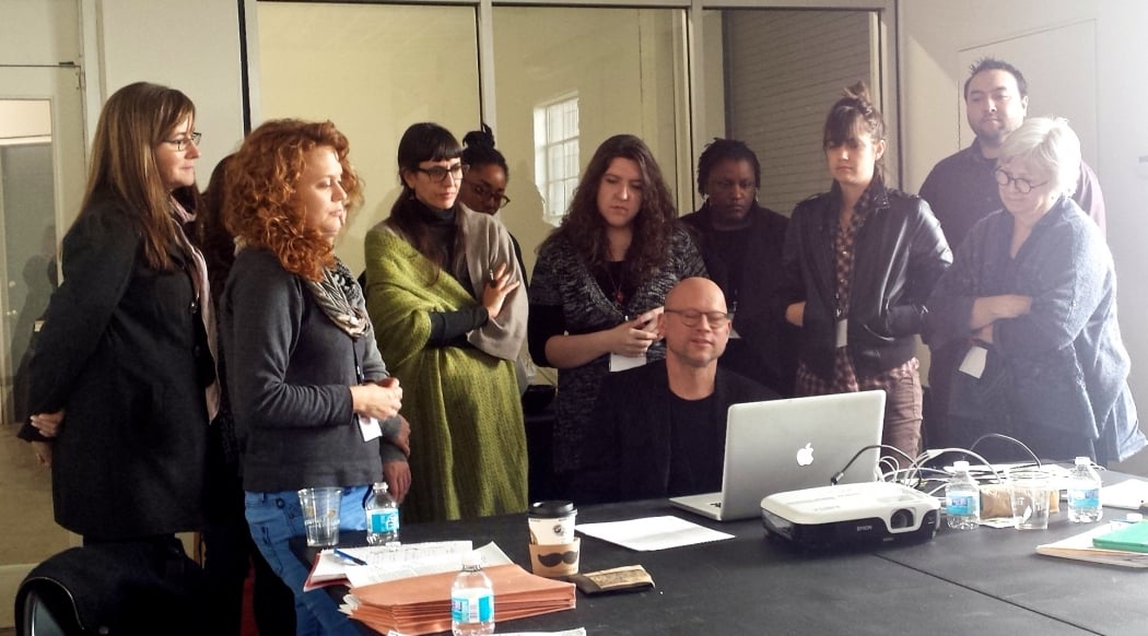 Visiting critic Gregory Volk working with Cycle 1 mentees.