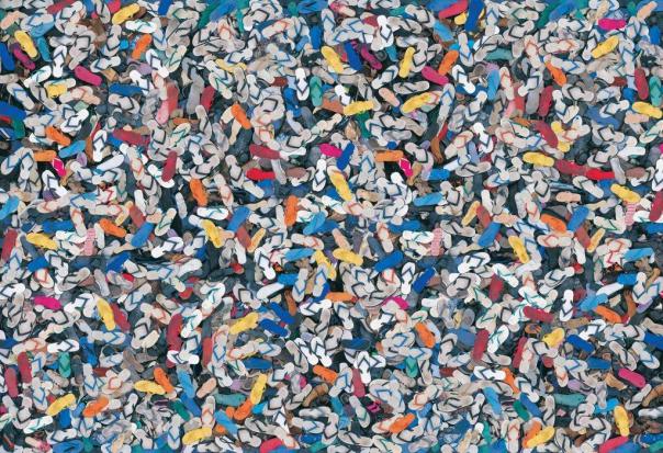 John Dahlsen, Thongs, digital print on canvas.