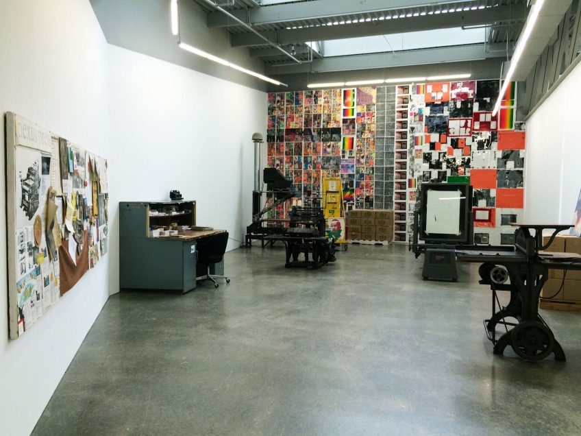 Installation view of "Endless Road: A Look at Nexus Press," at the Contemporary through July 25. 