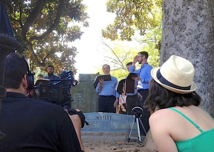 Sacred Harp singing by Jesse P. Karlsberg and Sacred Harp singers at "The Cryptophonic Tour" at Oakland Cemetery on May 2, presented by the collective Callosum.