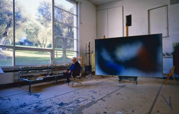 Hans Hartung in his studio in Antibes, France.