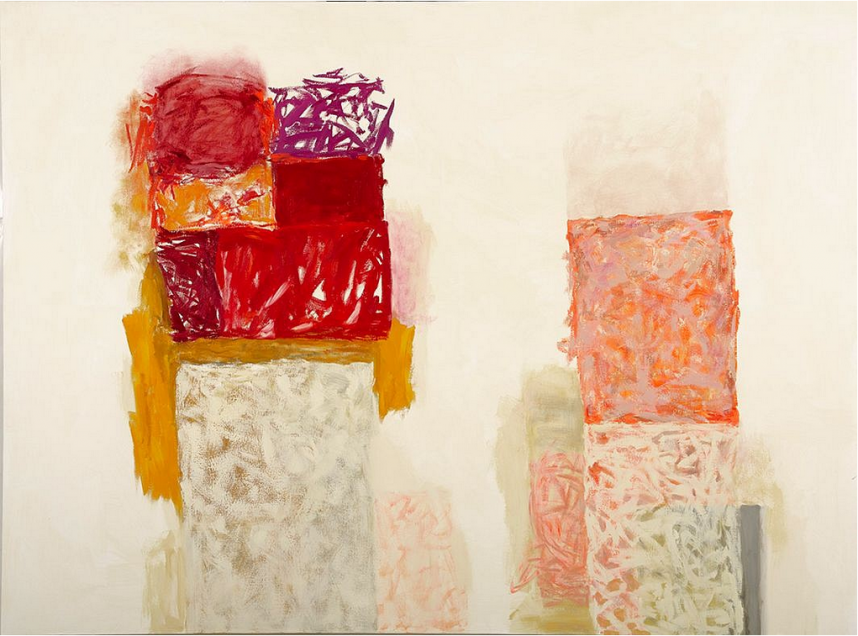 Rocio Rodriguez, Stacked Moments, 2015; oil on canvas, 48 by 57 inches.
