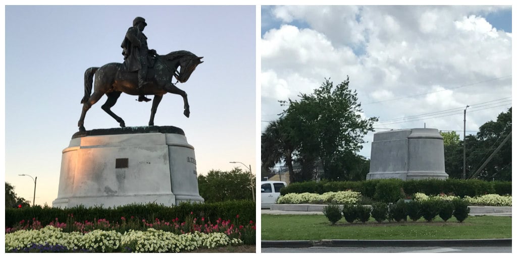 The General Beauregard monument, before and after.