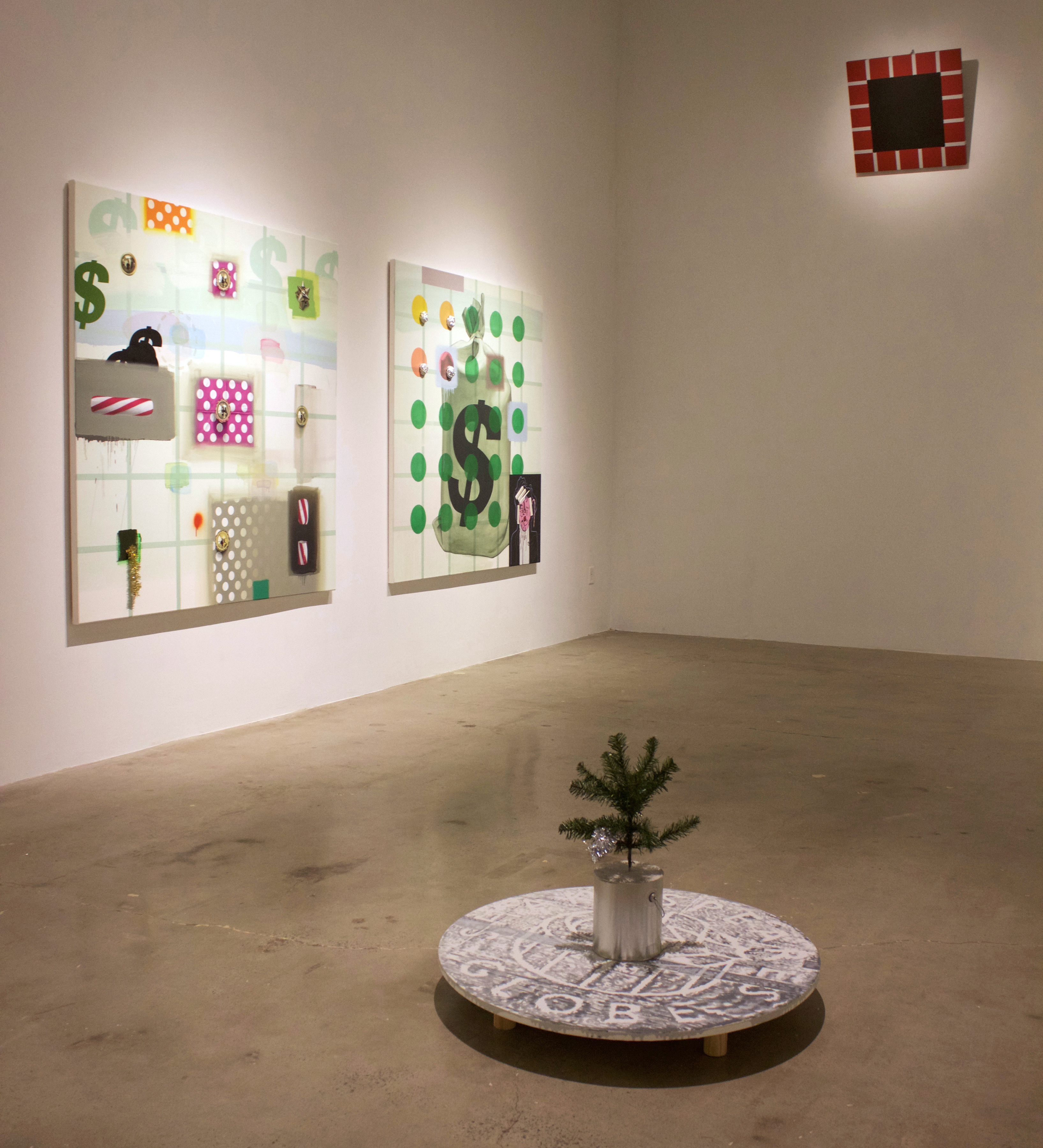 MOCA GA exhibition image. L to R from bottom: GLOBE 3, BANDIT 1, BANDIT 2, CHIMNEY HOLE 1.