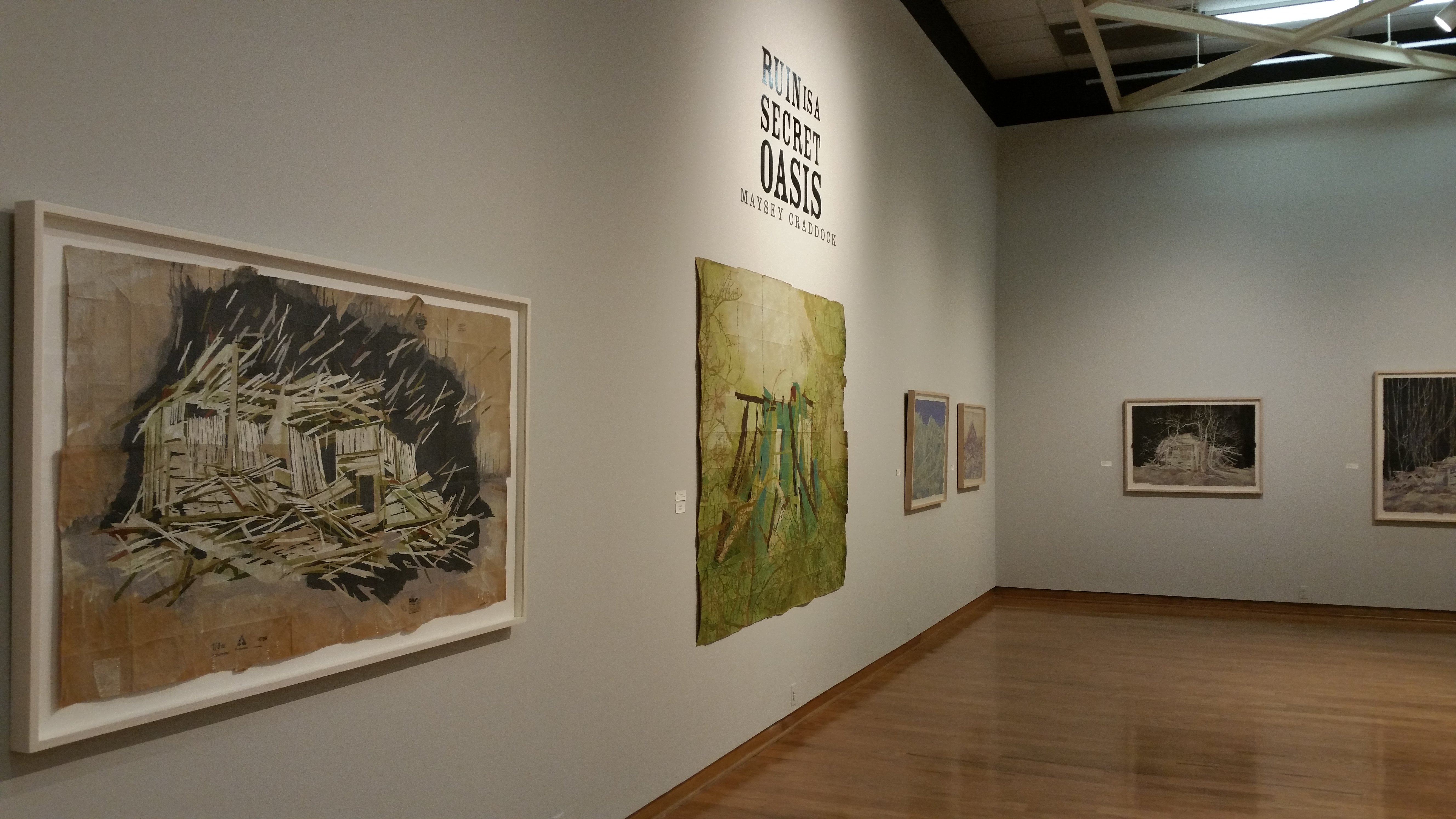 Installation view of "Ruin is a Secret Oasis" at the University of Mississippi Museum, a solo exhibition by Memphis artist Maysey Craddock.