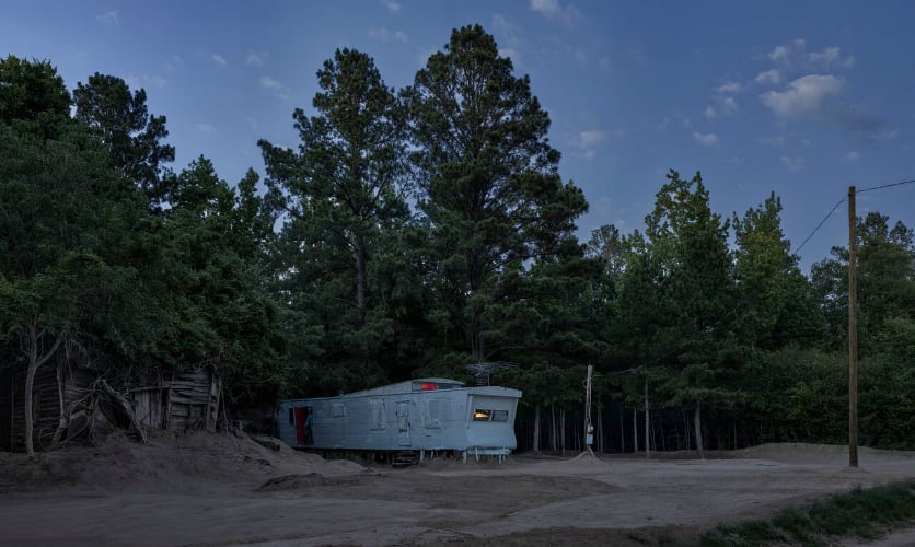 dusky image of a landscape with trailer