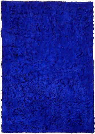 ultramarine blue monochrome painting with visible texture