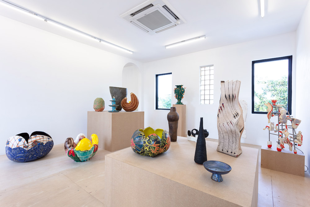 install shot of ceramic vessels on display at Nina Johnson Gallery, Miami