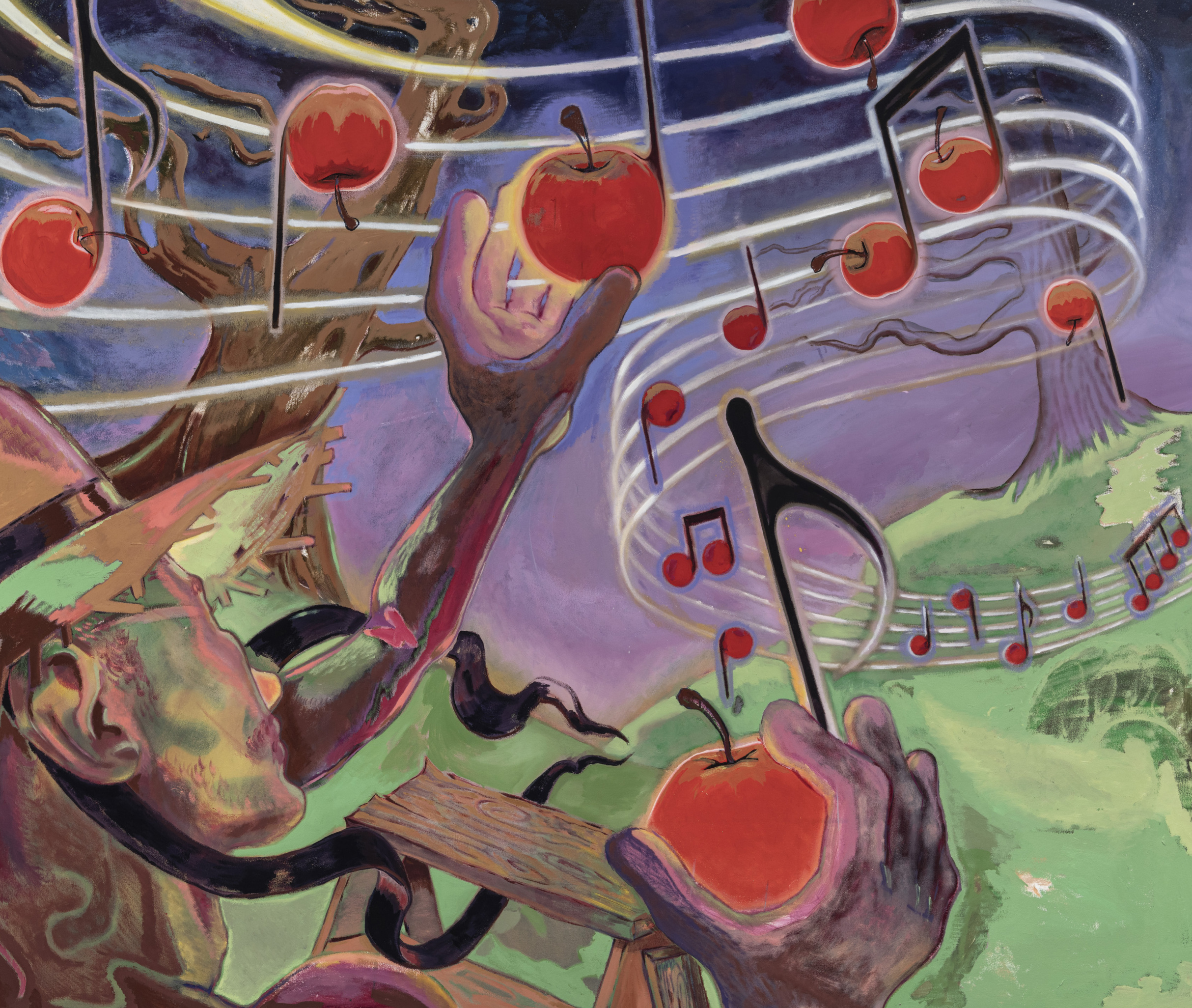 painting with apples and music notes