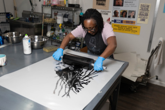 Delita Martin in her studio in Houston, Texas. Photograph by Patrick Buckner and image courtesy of the artist.