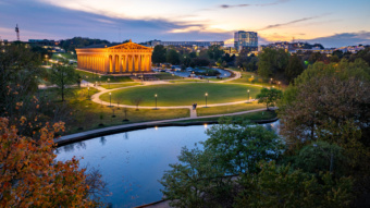 The Parthenon in Nashville, Tennessee. Photograph by Von R Photo and courtesy of Centennial Park Conservancy, Nashville.