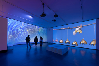 Installation view of Virginia L. Montgomery: Blue Moon Cocoon, Abroms-Engel Institute for the Visual Arts, University of Alabama at Birmingham, January 15 – March 21, 2026. Image courtesy of the artist.